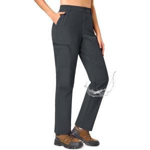 imageTACVASEN Womens Hiking Cargo Pants Lightweight Water Resistant Quick Dry Outdoor Work Mountain Trouser Zipper PocketsDarkgrey
