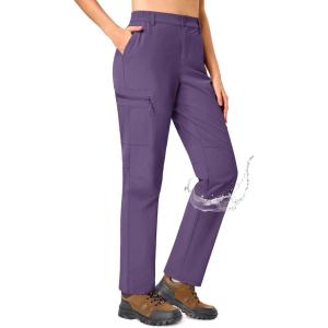 imageTACVASEN Womens Hiking Cargo Pants Lightweight Water Resistant Quick Dry Outdoor Work Mountain Trouser Zipper PocketsDarkpurple