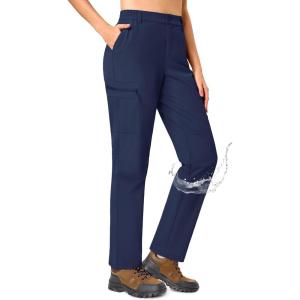 imageTACVASEN Womens Hiking Cargo Pants Lightweight Water Resistant Quick Dry Outdoor Work Mountain Trouser Zipper PocketsNavy