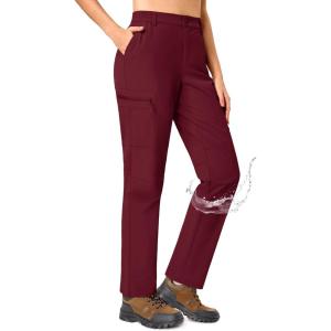imageTACVASEN Womens Hiking Cargo Pants Lightweight Water Resistant Quick Dry Outdoor Work Mountain Trouser Zipper PocketsWinered