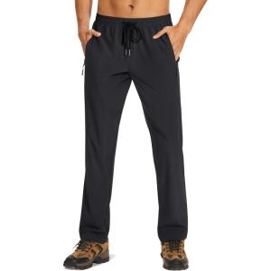 imageTACVASEN Mens Lighweight Hiking Pants Athletic Casual Quick Dry Stretch Water Resistant Joggers with Pockets Workout GymBlack