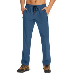 imageTACVASEN Mens Lighweight Hiking Pants Athletic Casual Quick Dry Stretch Water Resistant Joggers with Pockets Workout GymBlue Gray