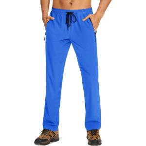 imageTACVASEN Mens Lighweight Hiking Pants Athletic Casual Quick Dry Stretch Water Resistant Joggers with Pockets Workout GymColor Blue