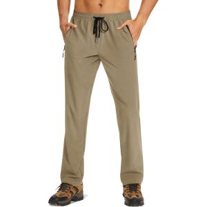imageTACVASEN Mens Lighweight Hiking Pants Athletic Casual Quick Dry Stretch Water Resistant Joggers with Pockets Workout GymKhaki