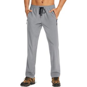 imageTACVASEN Mens Lighweight Hiking Pants Athletic Casual Quick Dry Stretch Water Resistant Joggers with Pockets Workout GymLight Grey