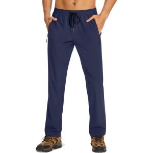 imageTACVASEN Mens Lighweight Hiking Pants Athletic Casual Quick Dry Stretch Water Resistant Joggers with Pockets Workout GymNavy