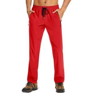 imageTACVASEN Mens Lighweight Hiking Pants Athletic Casual Quick Dry Stretch Water Resistant Joggers with Pockets Workout GymTomato Red