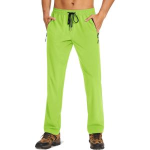 imageTACVASEN Mens Lighweight Hiking Pants Athletic Casual Quick Dry Stretch Water Resistant Joggers with Pockets Workout GymYellow Green