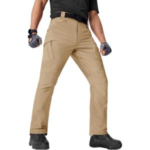 imageTACVASEN Mens Cargo Work Pants Construction Tactical Water Resistant Lightweight Outdoor Hiking Pants with 9 PocketsKhaki