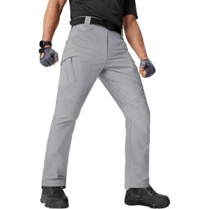 imageTACVASEN Mens Cargo Work Pants Construction Tactical Water Resistant Lightweight Outdoor Hiking Pants with 9 PocketsLight Grey
