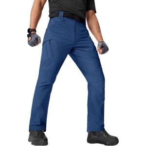 imageTACVASEN Mens Cargo Work Pants Construction Tactical Water Resistant Lightweight Outdoor Hiking Pants with 9 PocketsRoyal Blue