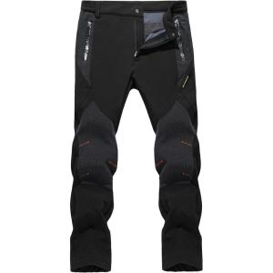 imageTACVASEN Mens Hiking Snowboard Pants Water Resistant Outdoor Recreation Fleece Lined Ski PantsBlack