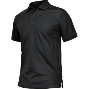 imageTACVASEN Mens Golf Polo Short Sleeve Performance Polo Quick Dry Tactical Polo Shirt Dry Fit Pique Lightweight Shirt01black