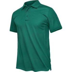 imageTACVASEN Mens Golf Polo Short Sleeve Performance Polo Quick Dry Tactical Polo Shirt Dry Fit Pique Lightweight Shirt07egreen
