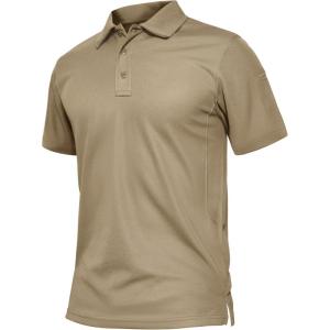 imageTACVASEN Mens Golf Polo Short Sleeve Performance Polo Quick Dry Tactical Polo Shirt Dry Fit Pique Lightweight Shirt10khaki