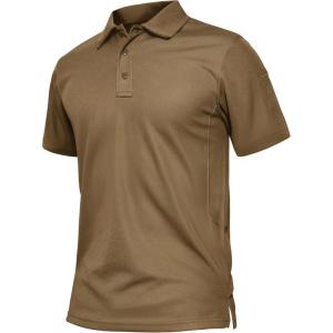 imageTACVASEN Mens Golf Polo Short Sleeve Performance Polo Quick Dry Tactical Polo Shirt Dry Fit Pique Lightweight Shirt12brown