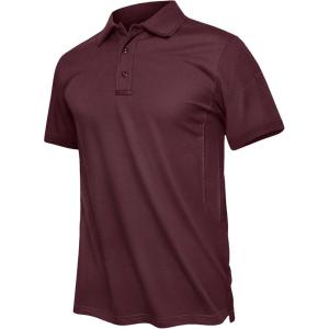 imageTACVASEN Mens Golf Polo Short Sleeve Performance Polo Quick Dry Tactical Polo Shirt Dry Fit Pique Lightweight Shirt13wine Red