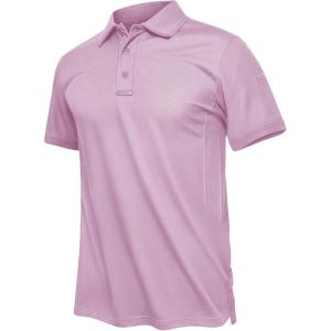 imageTACVASEN Mens Golf Polo Short Sleeve Performance Polo Quick Dry Tactical Polo Shirt Dry Fit Pique Lightweight Shirt16pink Purple