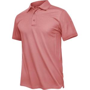 imageTACVASEN Mens Golf Polo Short Sleeve Performance Polo Quick Dry Tactical Polo Shirt Dry Fit Pique Lightweight Shirt27grey Pink