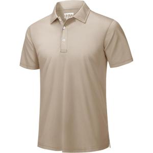 imageTACVASEN Mens Golf Shirt Dry Fit Mens Polo Shirts Short Sleeve Performance Golf Polos for Men with Collar Work Shirts10khaki