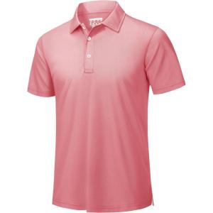 imageTACVASEN Mens Golf Shirt Dry Fit Mens Polo Shirts Short Sleeve Performance Golf Polos for Men with Collar Work Shirts12grey Pink