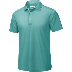 imageTACVASEN Mens Golf Shirt Dry Fit Mens Polo Shirts Short Sleeve Performance Golf Polos for Men with Collar Work Shirts15grey Green