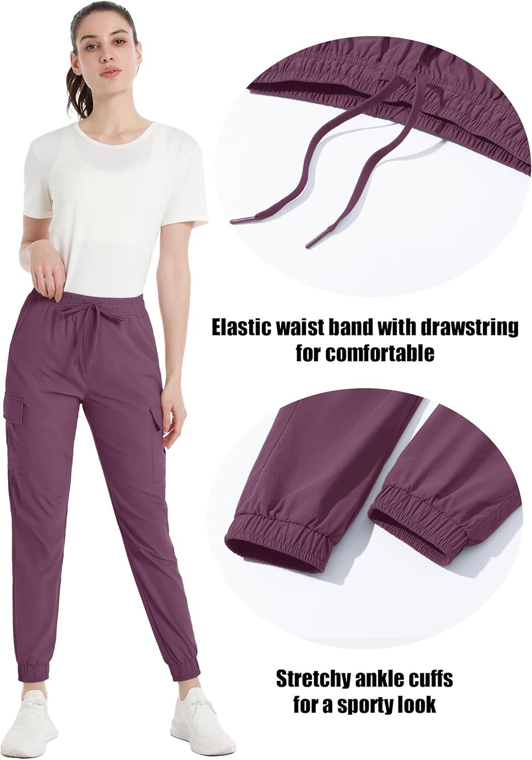 imageTACVASEN Running Pants for Women Lightweight Cooling Active Daily Pant Purple Red S