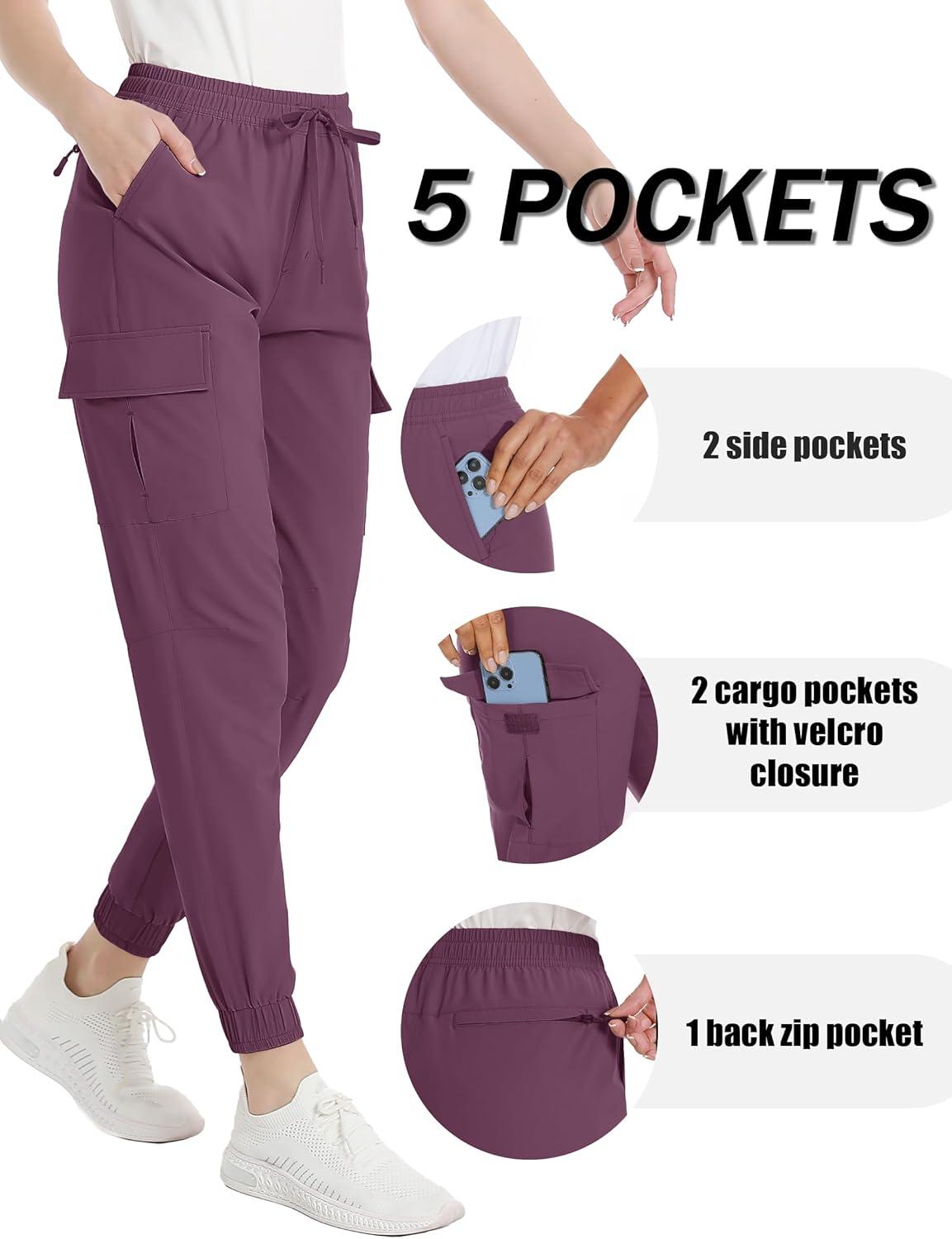 imageTACVASEN Running Pants for Women Lightweight Cooling Active Daily Pant Purple Red S