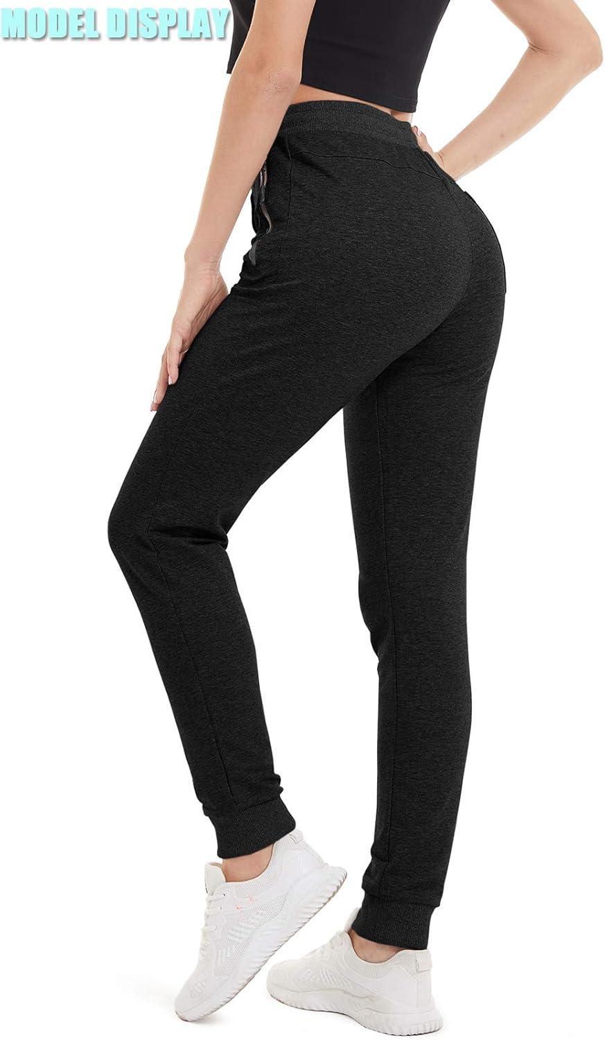 imageTACVASEN Womens Athletic Pants Breathable Yoga Sweatpants Gym Workout Sportwear Black S
