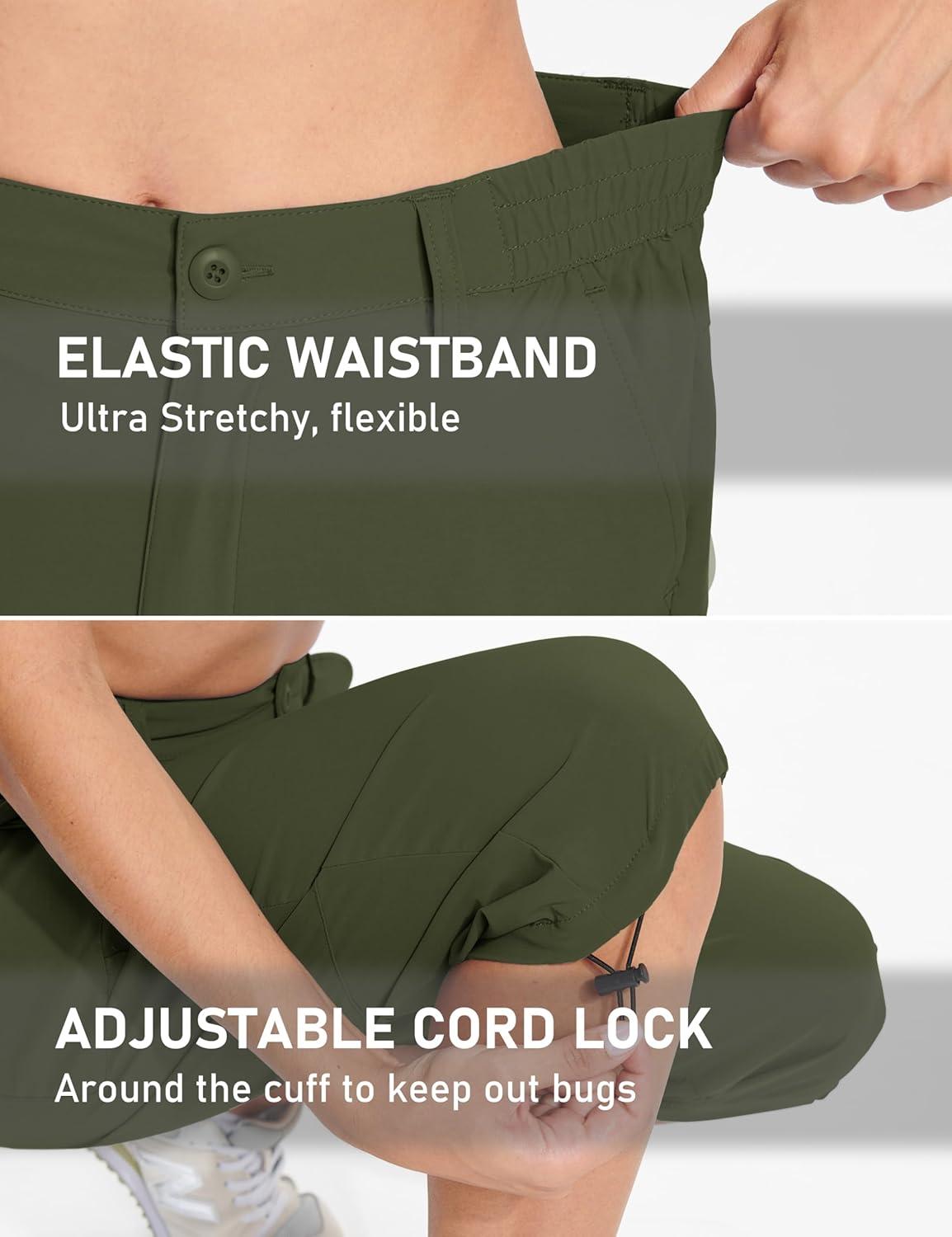imageTACVASEN Womens Cargo Capris Hiking Pants Lightweight Quick Dry Travel Long Shorts Golf Casual Summer Zipper PocketsArmy Green