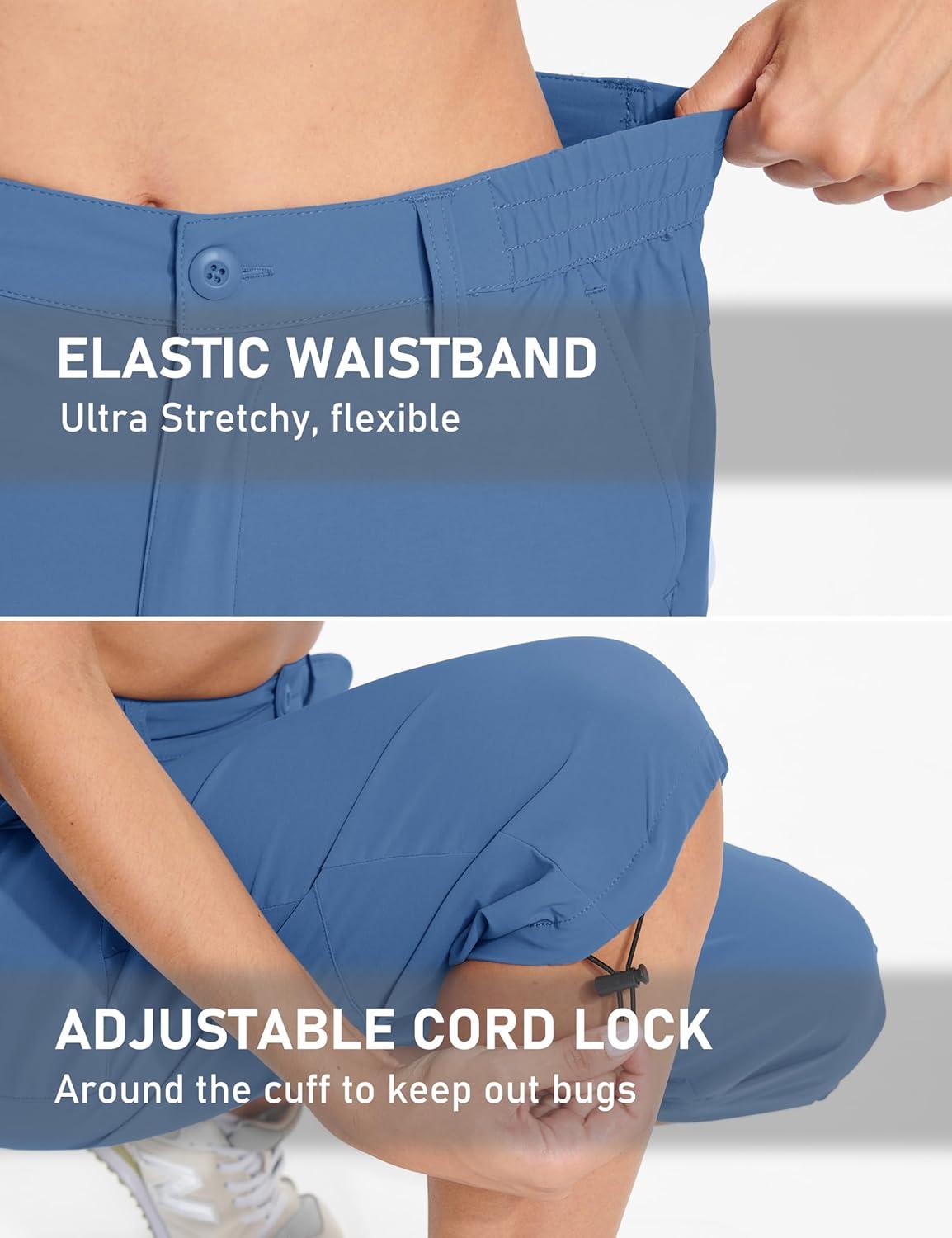 imageTACVASEN Womens Cargo Capris Hiking Pants Lightweight Quick Dry Travel Long Shorts Golf Casual Summer Zipper PocketsBlue Grey