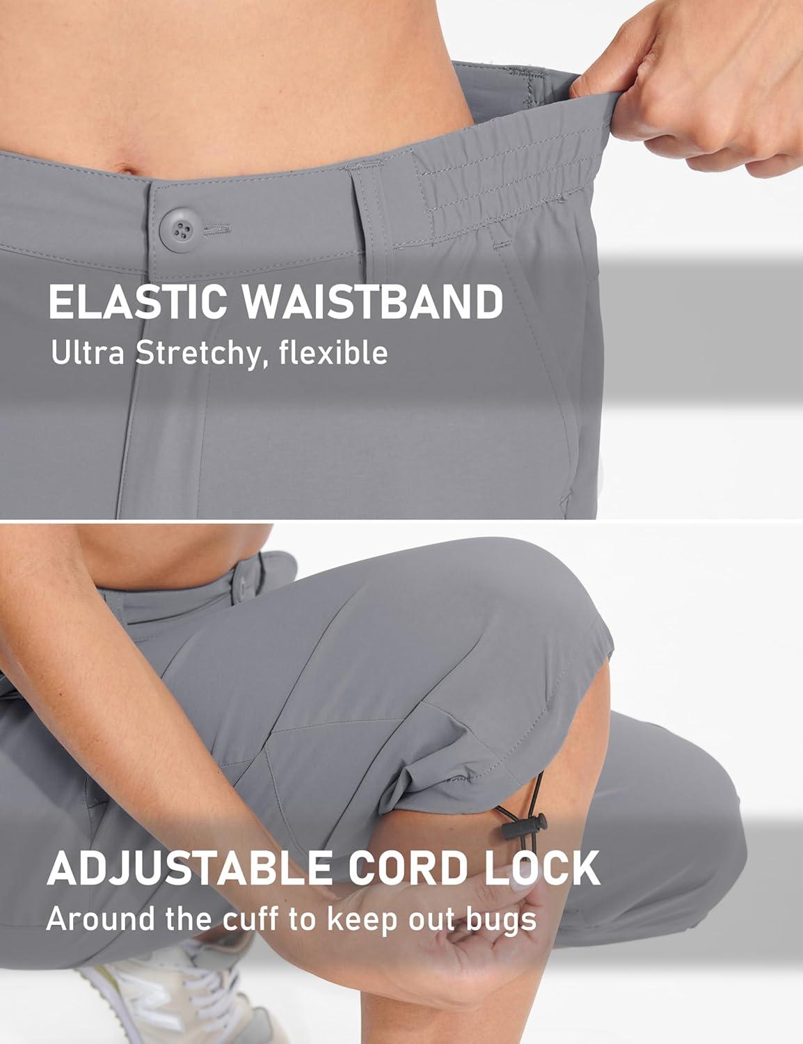 imageTACVASEN Womens Cargo Capris Hiking Pants Lightweight Quick Dry Travel Long Shorts Golf Casual Summer Zipper PocketsLight Grey