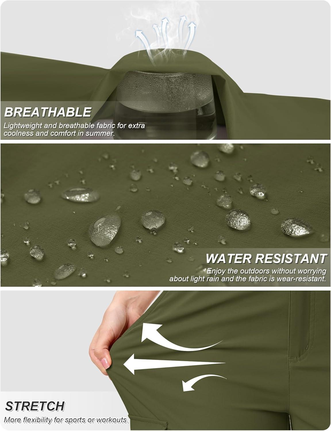 imageTACVASEN Womens Cargo Capris Lightweight Hiking Capri Pants with Pockets Water Resistant Summer Travel Outdoor CasualArmy Green