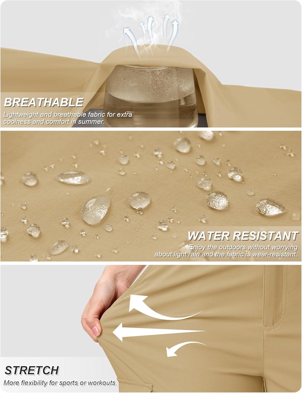 imageTACVASEN Womens Cargo Capris Lightweight Hiking Capri Pants with Pockets Water Resistant Summer Travel Outdoor CasualKhaki
