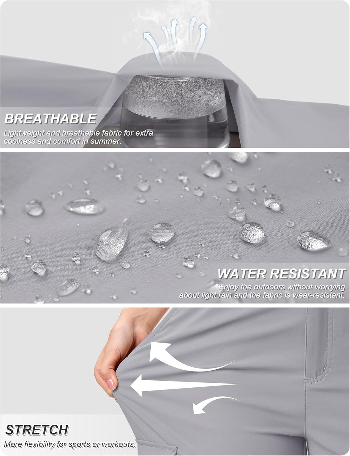imageTACVASEN Womens Cargo Capris Lightweight Hiking Capri Pants with Pockets Water Resistant Summer Travel Outdoor CasualLight Grey