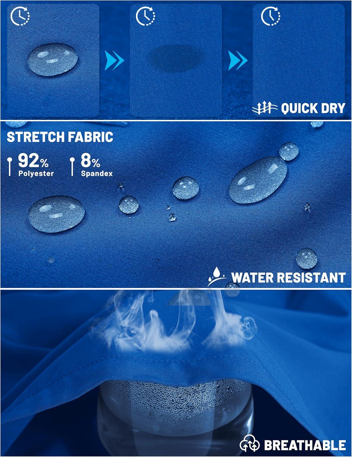 imageTACVASEN Womens Hiking Shorts Quick Dry Lightweight 8quot Water Resistant Athletic Shorts with Pockets Outdoor Golf ActiveBlue