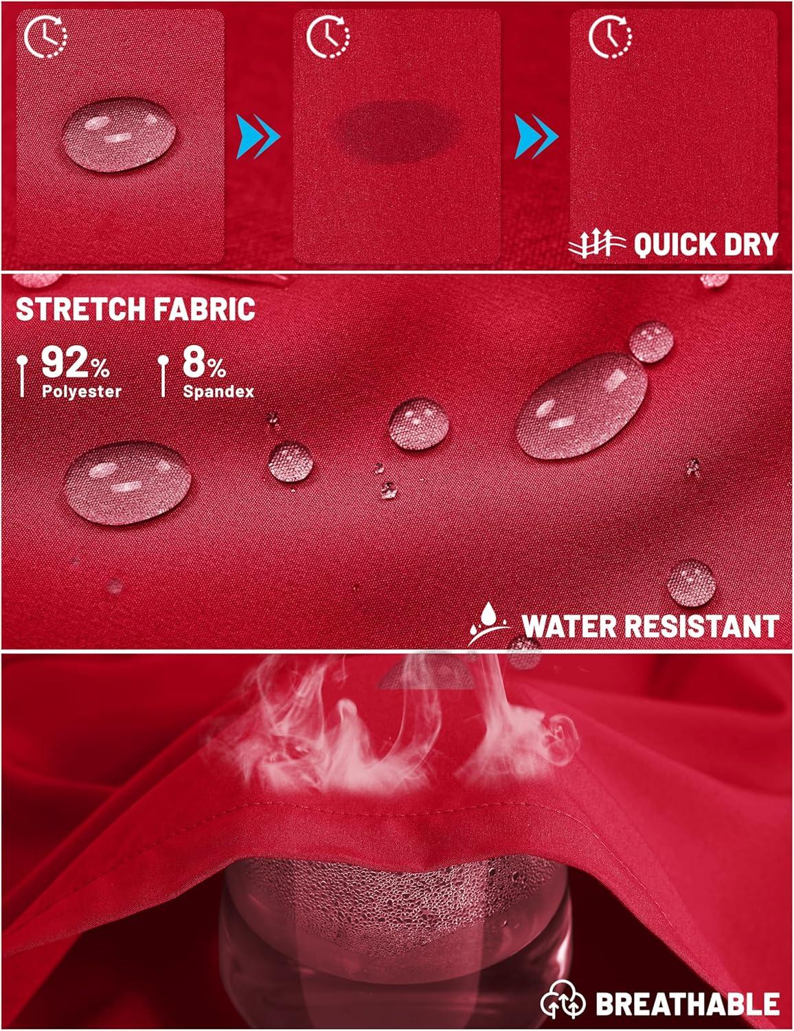 imageTACVASEN Womens Hiking Shorts Quick Dry Lightweight 8quot Water Resistant Athletic Shorts with Pockets Outdoor Golf ActiveTomato Red