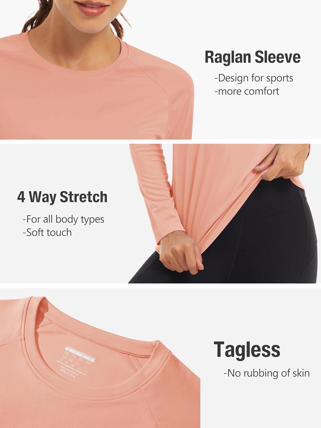imageTACVASEN Womens Long Sleeve Rash Guard UPF 50 UV Sun Shirts Quick Dry Swim Shirt Hiking TopsApricot