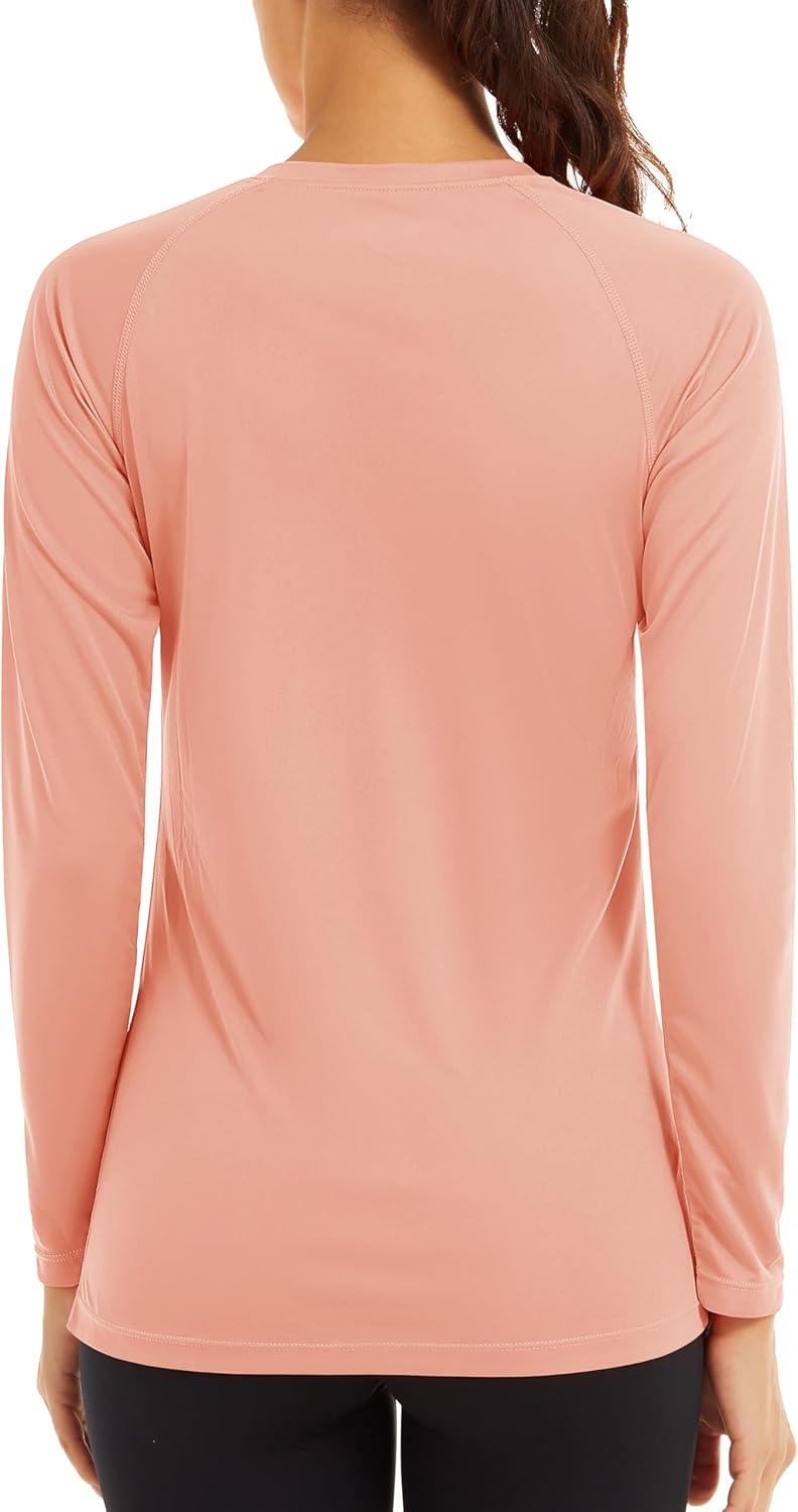 imageTACVASEN Womens Long Sleeve Rash Guard UPF 50 UV Sun Shirts Quick Dry Swim Shirt Hiking TopsApricot