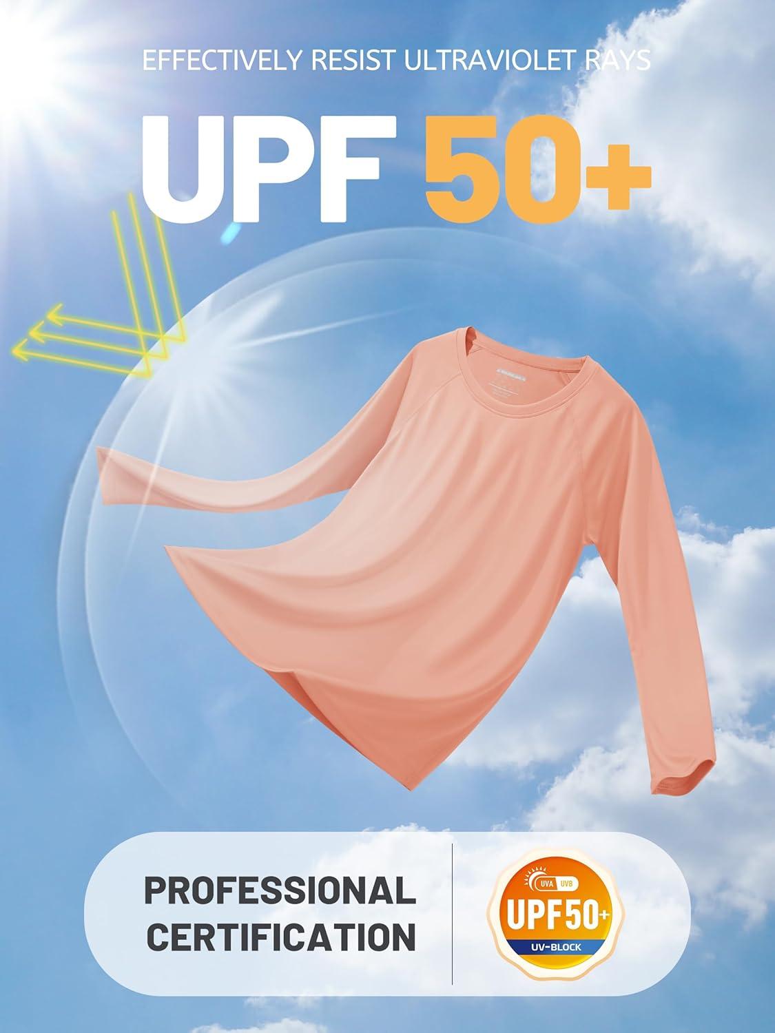 imageTACVASEN Womens Long Sleeve Rash Guard UPF 50 UV Sun Shirts Quick Dry Swim Shirt Hiking TopsApricot