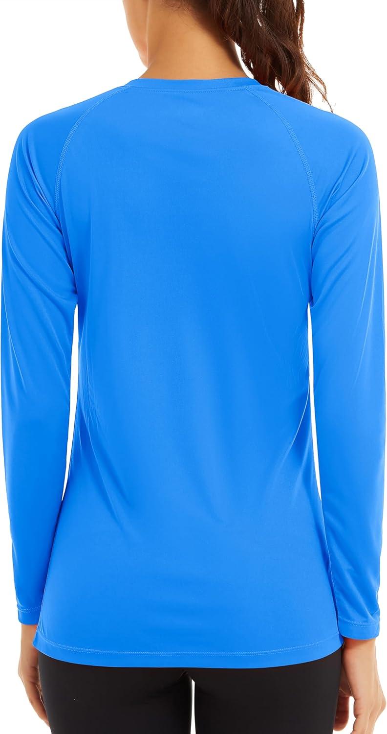 imageTACVASEN Womens Long Sleeve Rash Guard UPF 50 UV Sun Shirts Quick Dry Swim Shirt Hiking TopsAzure