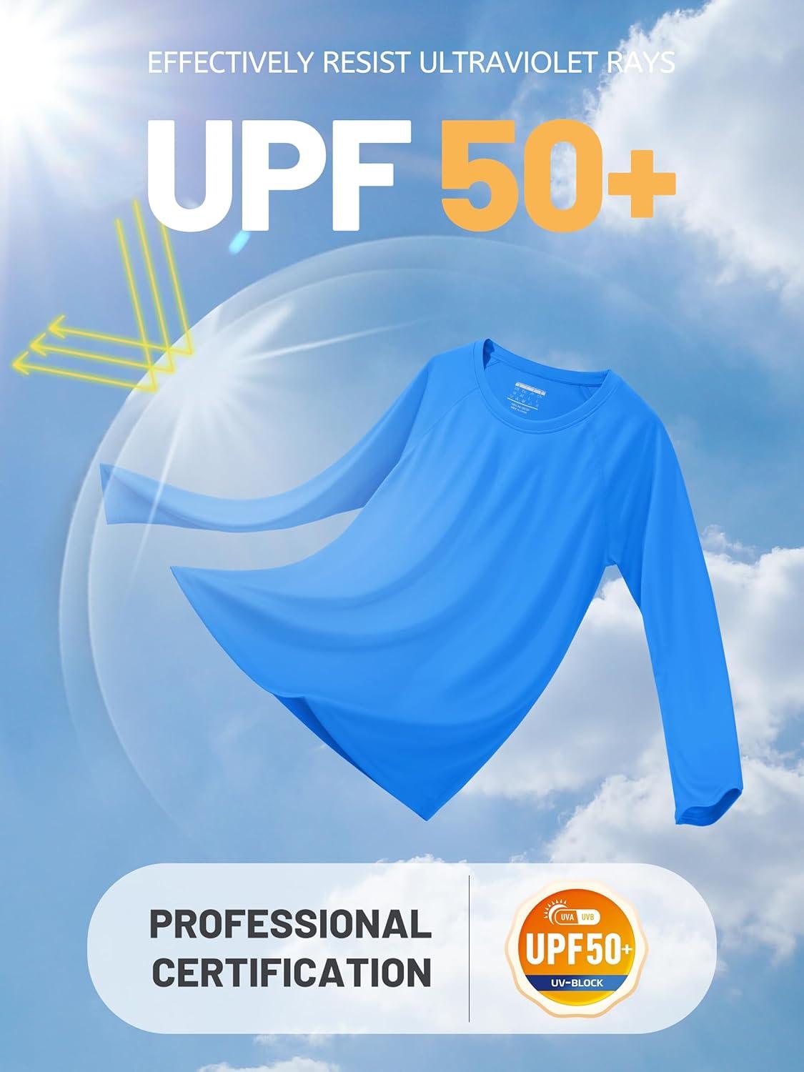 imageTACVASEN Womens Long Sleeve Rash Guard UPF 50 UV Sun Shirts Quick Dry Swim Shirt Hiking TopsAzure