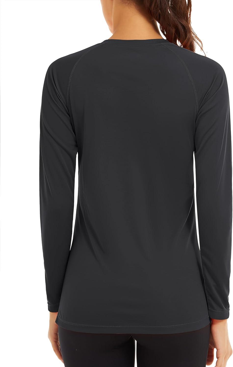 imageTACVASEN Womens Long Sleeve Rash Guard UPF 50 UV Sun Shirts Quick Dry Swim Shirt Hiking TopsBlack