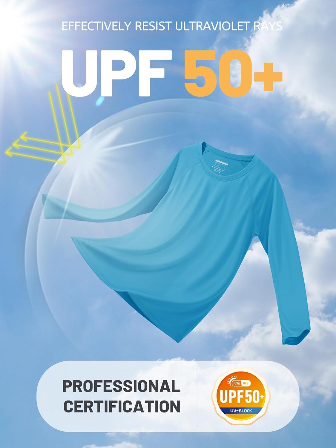 imageTACVASEN Womens Long Sleeve Rash Guard UPF 50 UV Sun Shirts Quick Dry Swim Shirt Hiking TopsBlue Green