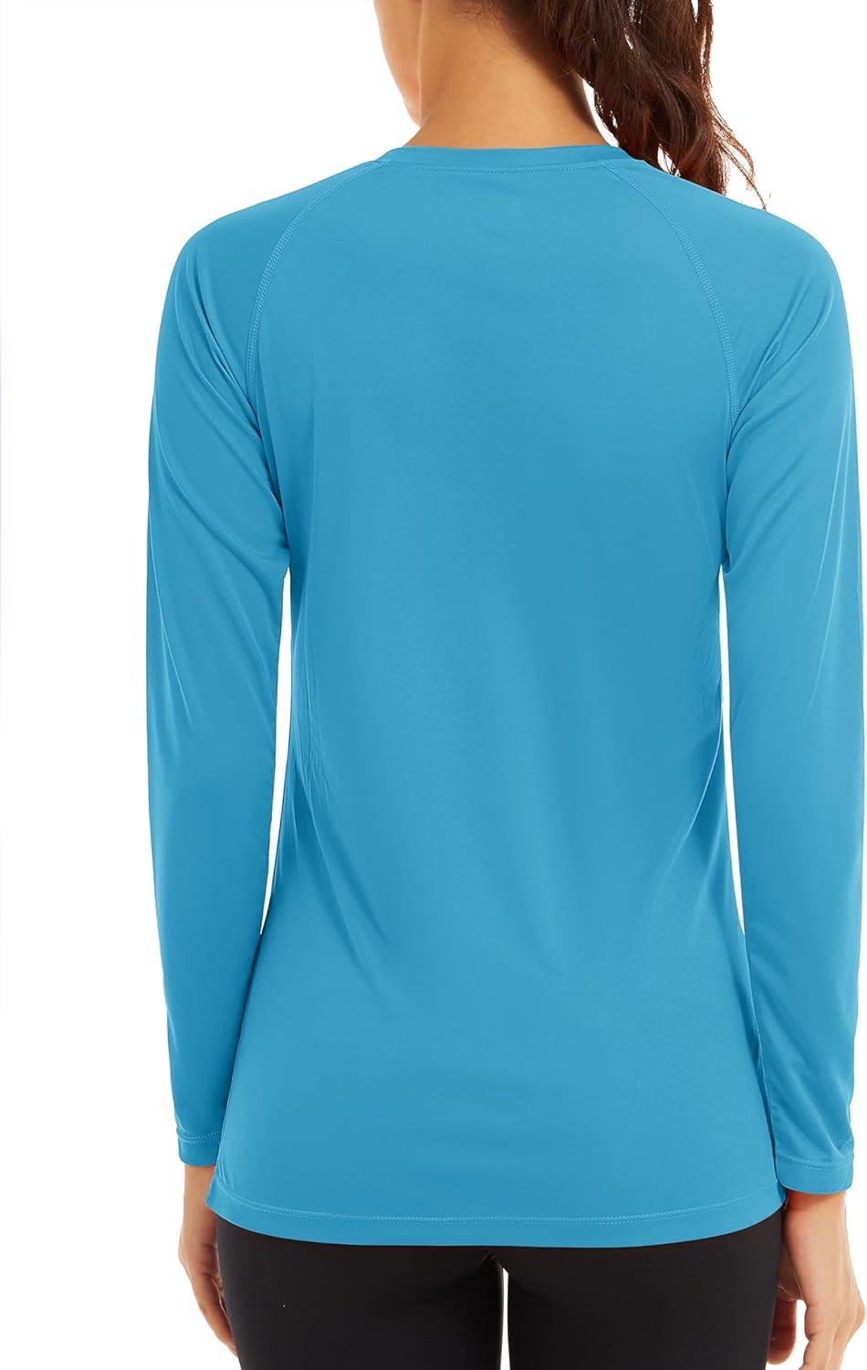 imageTACVASEN Womens Long Sleeve Rash Guard UPF 50 UV Sun Shirts Quick Dry Swim Shirt Hiking TopsBlue Green
