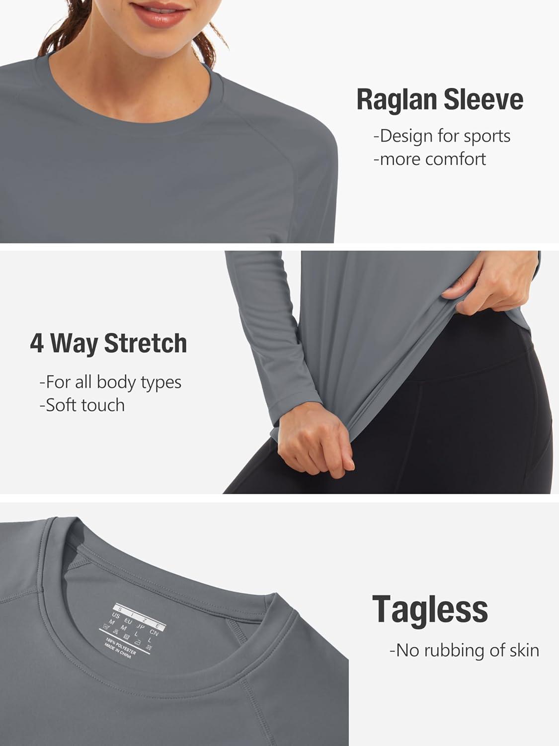 imageTACVASEN Womens Long Sleeve Rash Guard UPF 50 UV Sun Shirts Quick Dry Swim Shirt Hiking TopsDark Grey