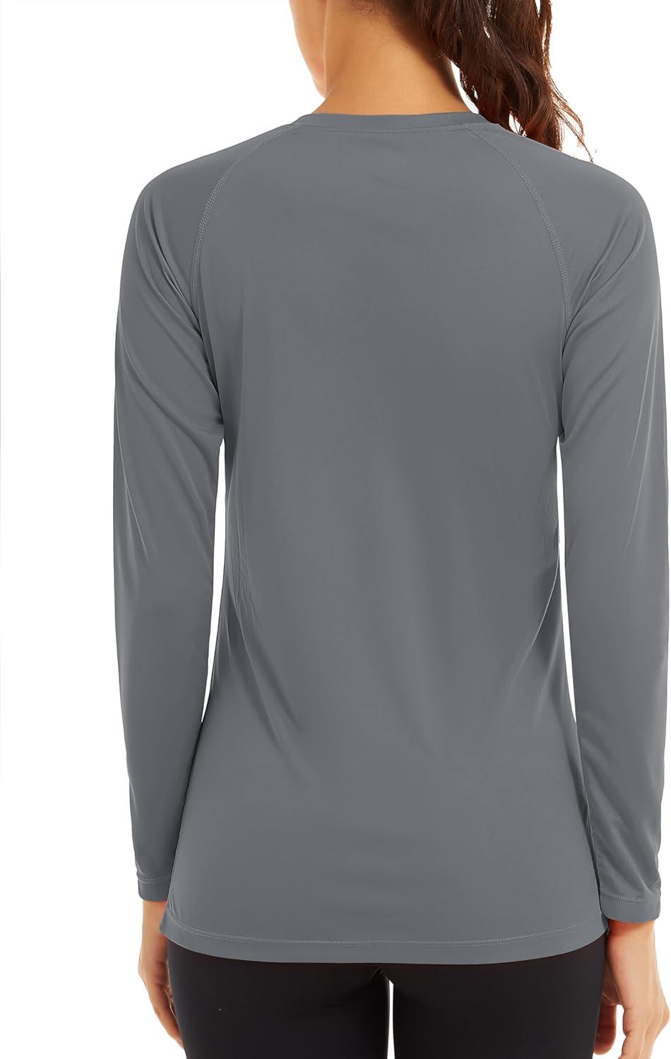 imageTACVASEN Womens Long Sleeve Rash Guard UPF 50 UV Sun Shirts Quick Dry Swim Shirt Hiking TopsDark Grey