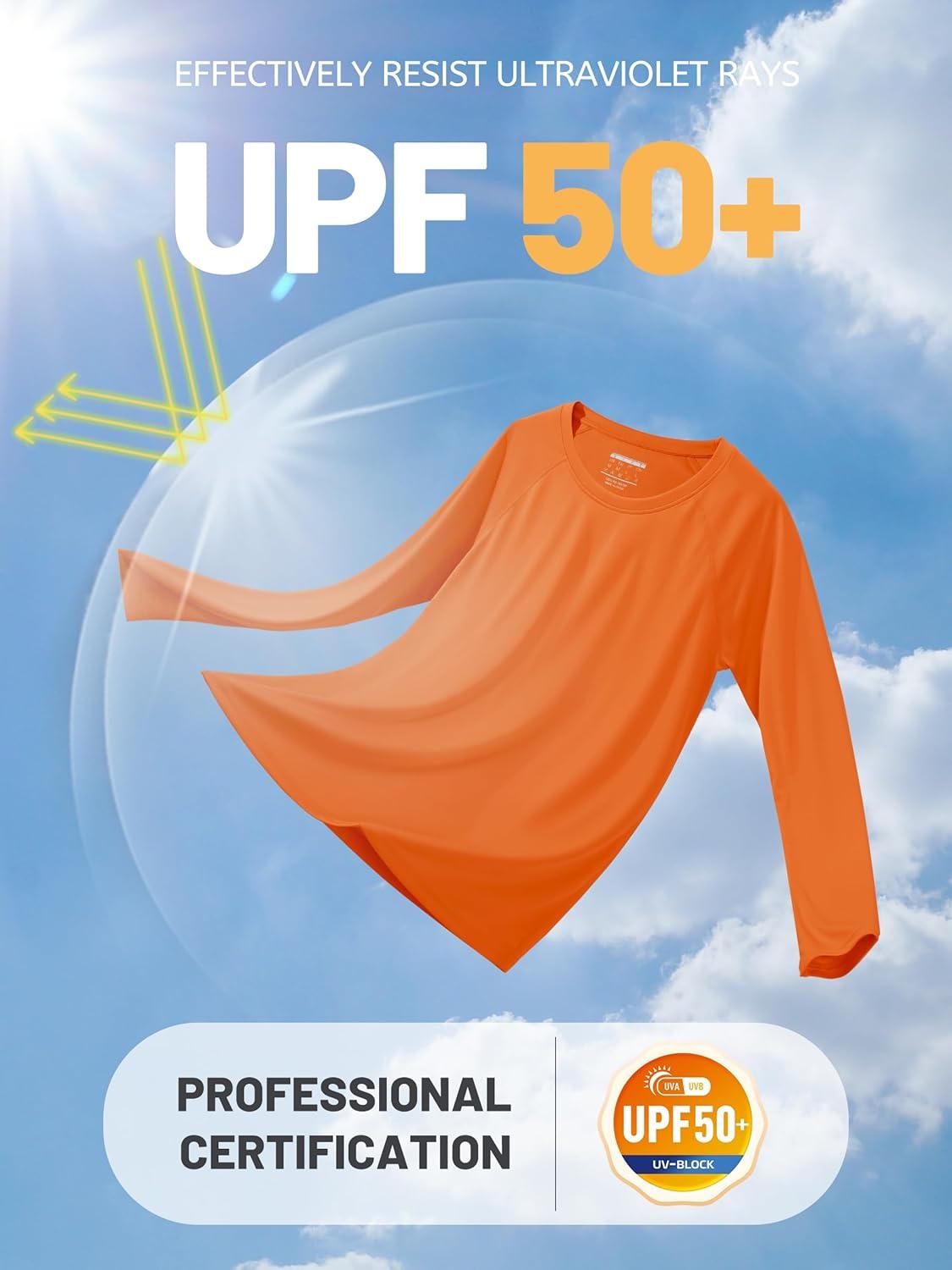 imageTACVASEN Womens Long Sleeve Rash Guard UPF 50 UV Sun Shirts Quick Dry Swim Shirt Hiking TopsDark Orange