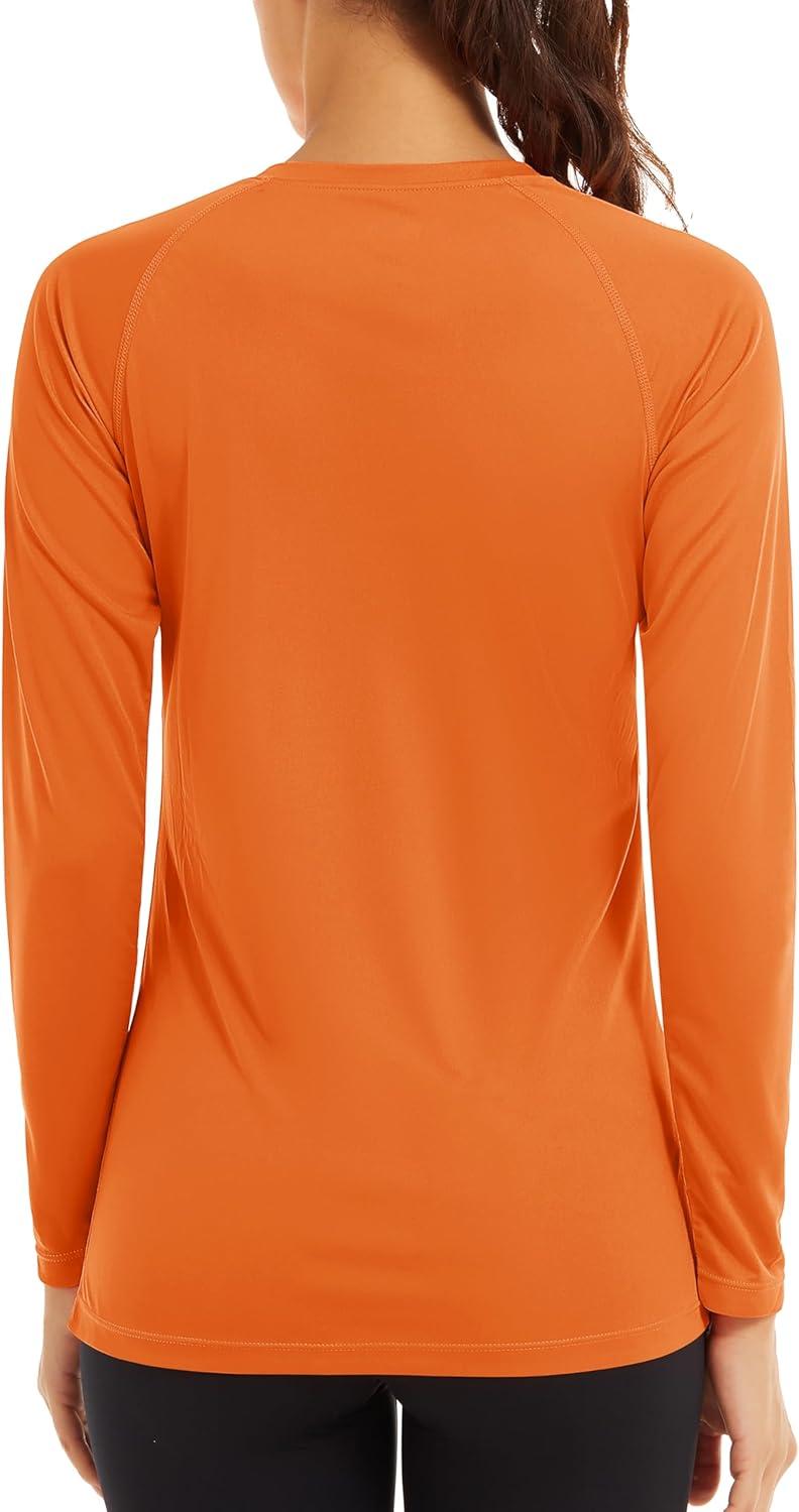 imageTACVASEN Womens Long Sleeve Rash Guard UPF 50 UV Sun Shirts Quick Dry Swim Shirt Hiking TopsDark Orange
