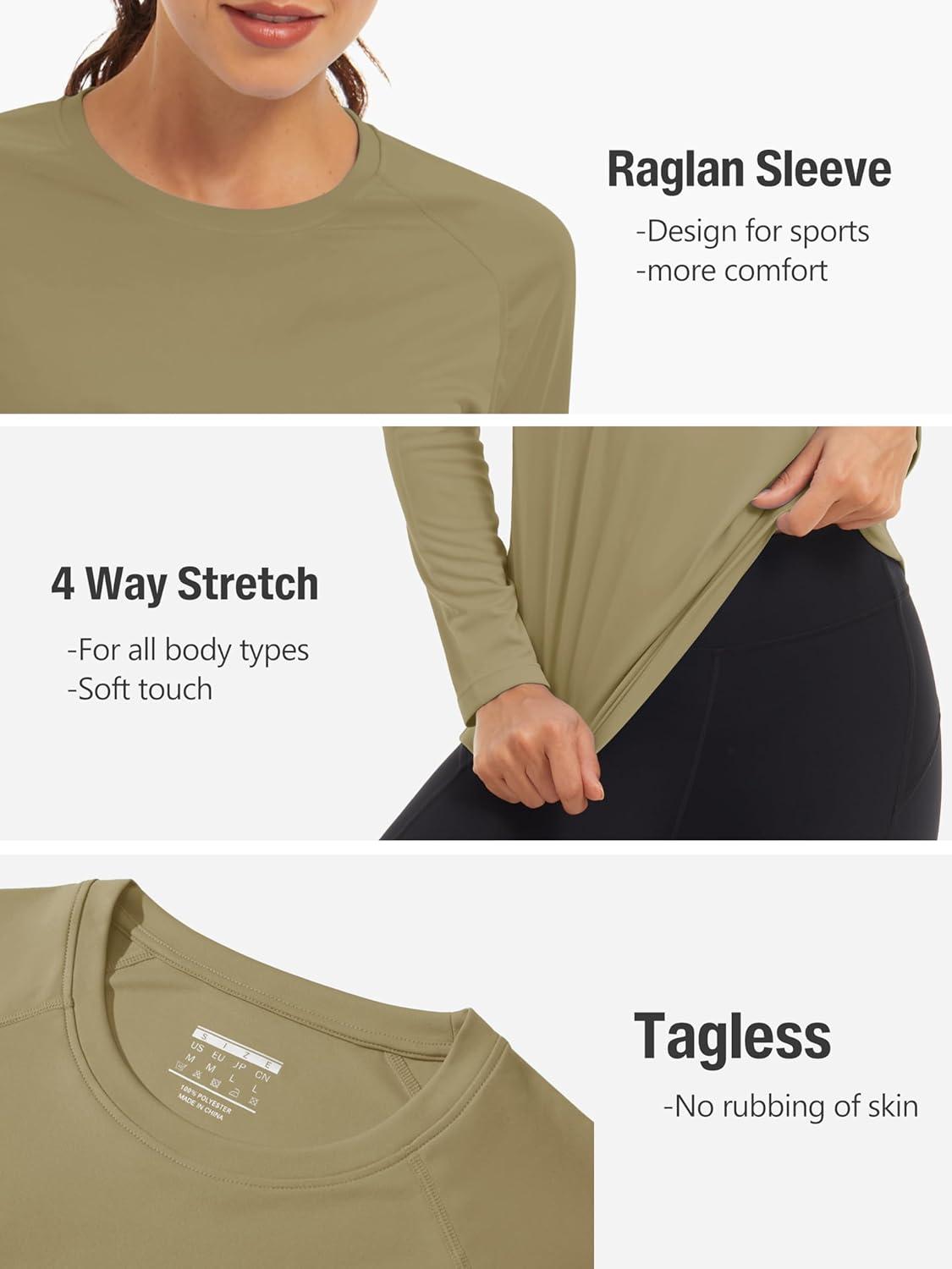 imageTACVASEN Womens Long Sleeve Rash Guard UPF 50 UV Sun Shirts Quick Dry Swim Shirt Hiking TopsDgreen